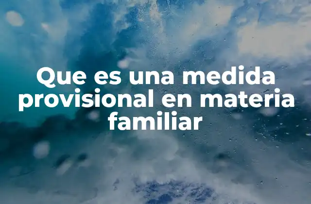 Que es una Medida Provisional en Materia Familiar