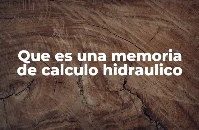 Que es una Memoria de Calculo Hidraulico