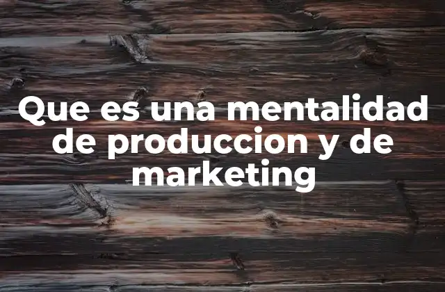 Que es una Mentalidad de Produccion y de Marketing
