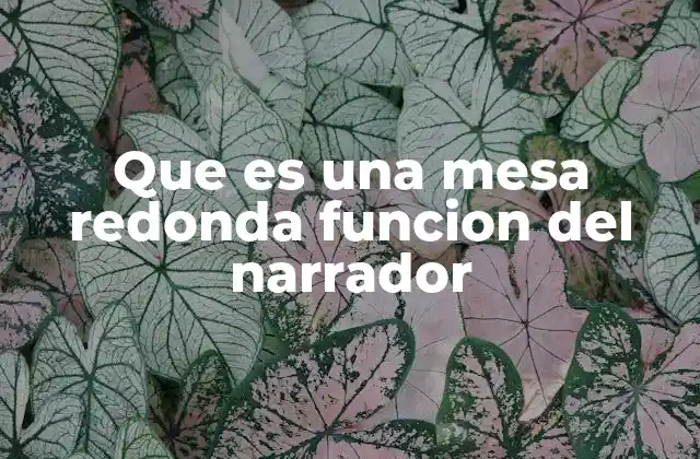 Que es una Mesa Redonda Funcion Del Narrador