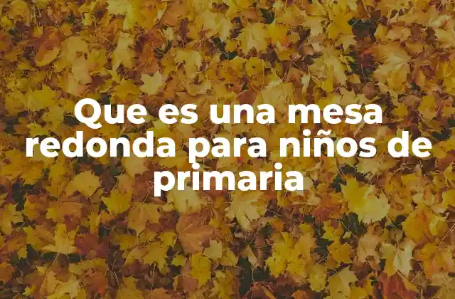 Que es una Mesa Redonda para Niños de Primaria