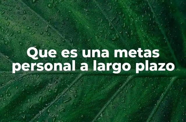 Que es una Metas Personal a Largo Plazo