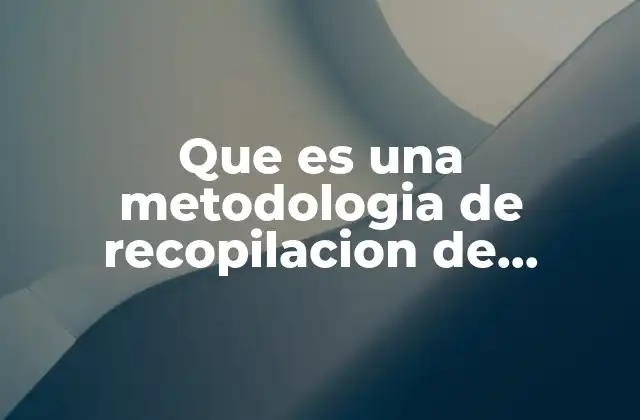 Que es una Metodologia de Recopilacion de Informacion