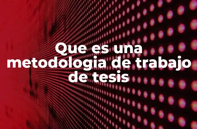 Que es una Metodologia de Trabajo de Tesis