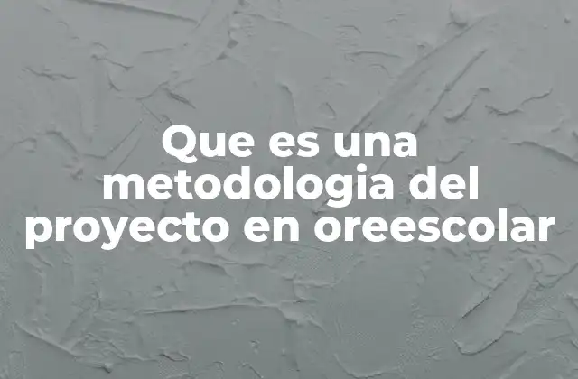 Que es una Metodologia Del Proyecto en Oreescolar