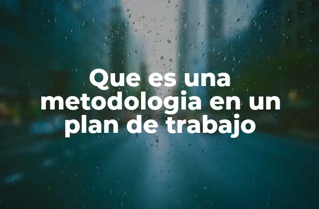 Que es una Metodologia en un Plan de Trabajo