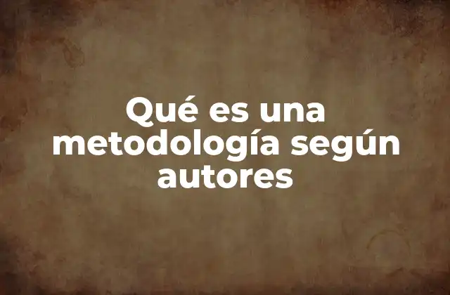 Qué es una Metodología según Autores