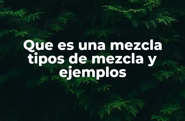 Que es una Mezcla Tipos de Mezcla y Ejemplos