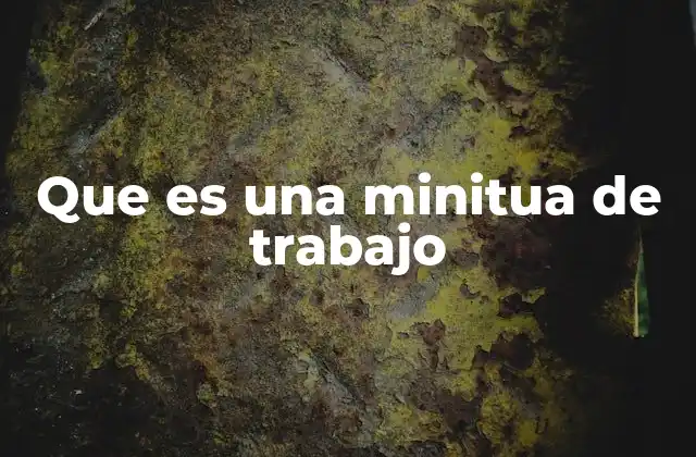 Que es una Minitua de Trabajo