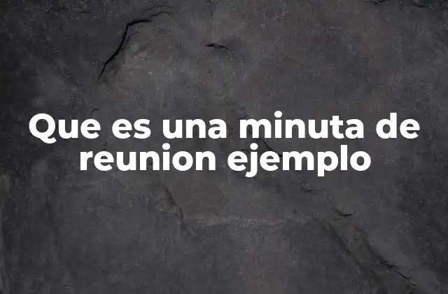 Que es una Minuta de Reunion Ejemplo