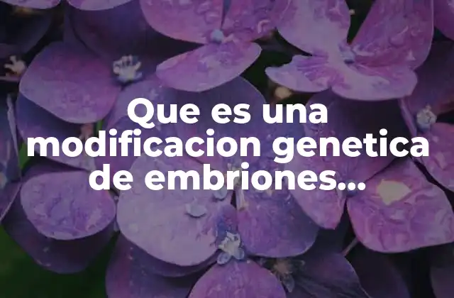 Que es una Modificacion Genetica de Embriones Humanos