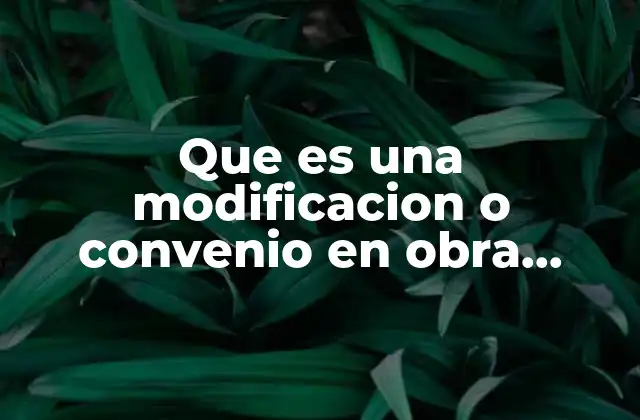 Que es una Modificacion o Convenio en Obra Publica