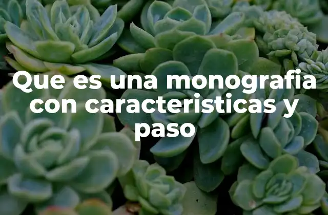 Que es una Monografia con Caracteristicas y Paso