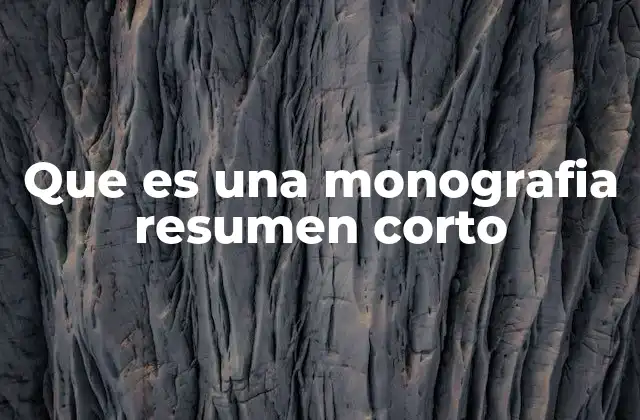 Que es una Monografia Resumen Corto