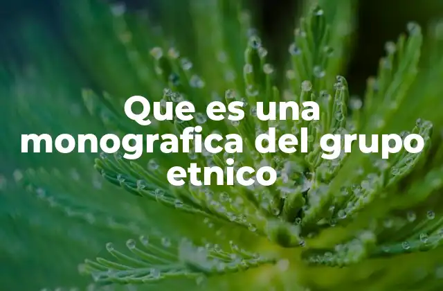 Que es una Monografica Del Grupo Etnico