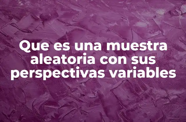 Que es una Muestra Aleatoria con Sus Perspectivas Variables