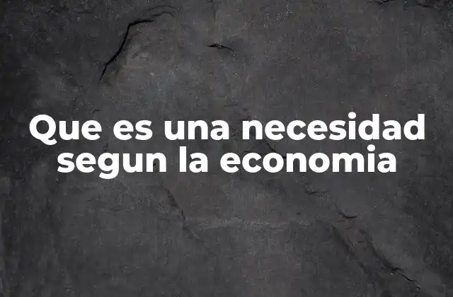 Que es una Necesidad Segun la Economia