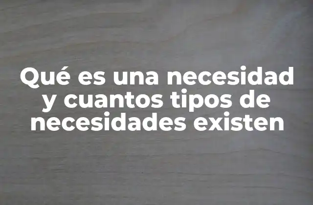 Qué es una Necesidad y Cuantos Tipos de Necesidades Existen