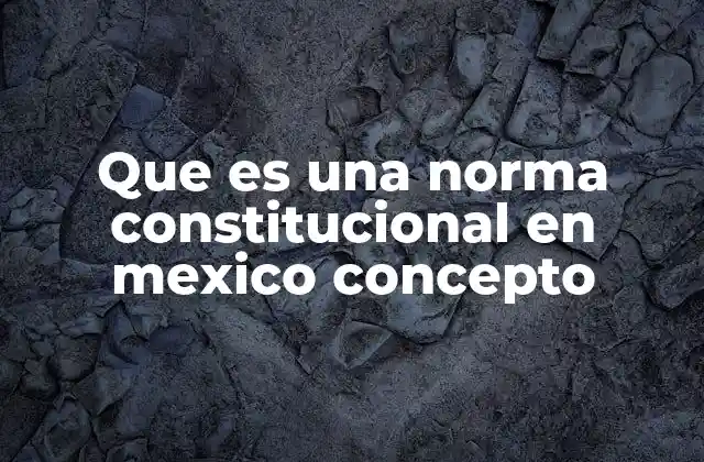 Que es una Norma Constitucional en Mexico Concepto