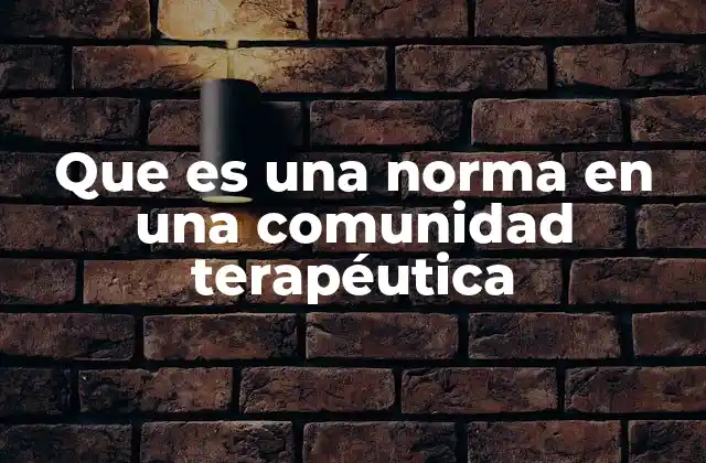 Que es una Norma en una Comunidad Terapéutica