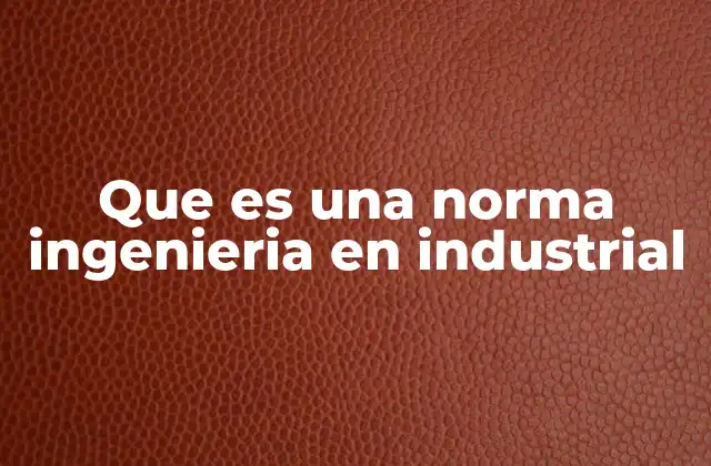 Que es una Norma Ingenieria en Industrial