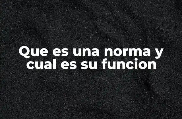 Que es una Norma y Cual es Su Funcion