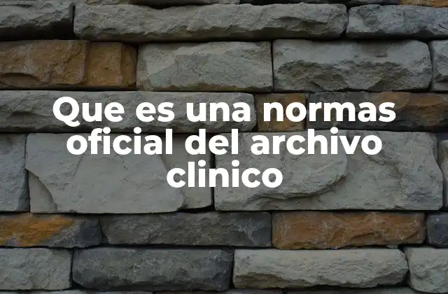 Que es una Normas Oficial Del Archivo Clinico