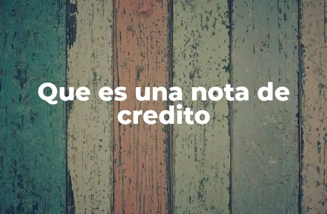Que es una Nota de Credito