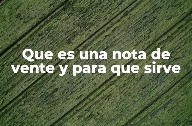 Que es una Nota de Vente y para que Sirve