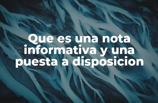 Que es una Nota Informativa y una Puesta a Disposicion