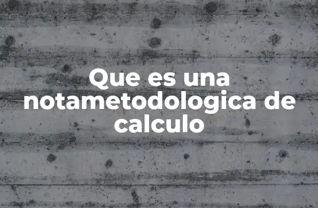 Que es una Notametodologica de Calculo
