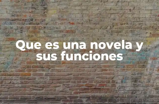 Que es una Novela y Sus Funciones
