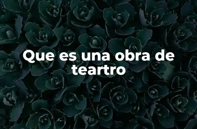 Que es una Obra de Teartro