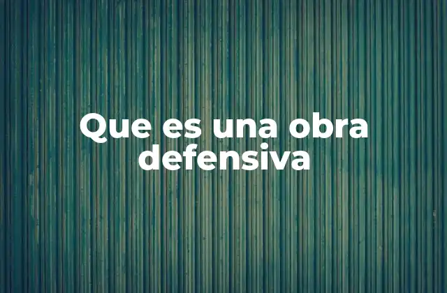Que es una Obra Defensiva