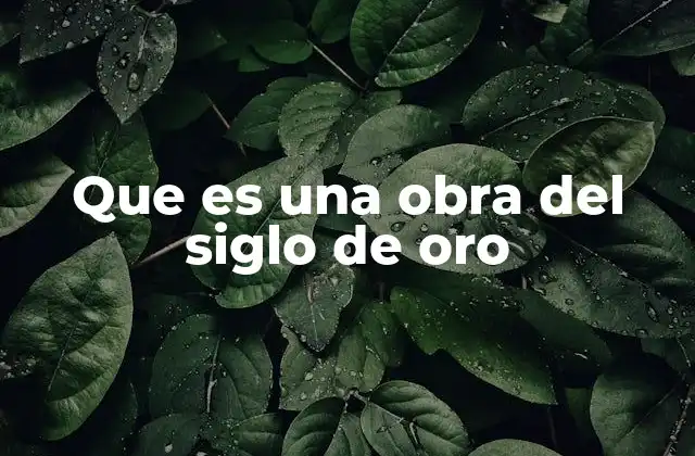 Que es una Obra Del Siglo de Oro