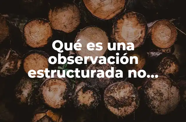 Qué es una Observación Estructurada No Estructurada