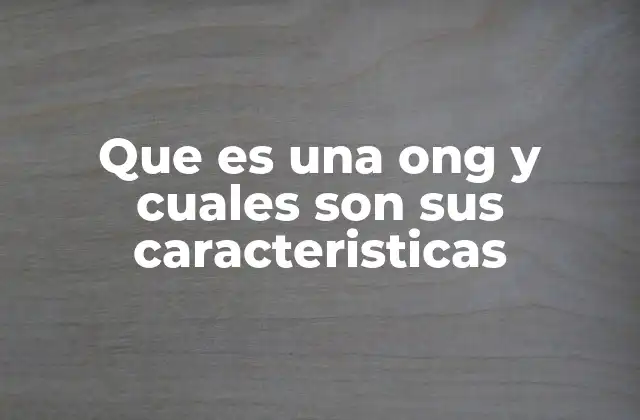 Que es una Ong y Cuales Son Sus Caracteristicas