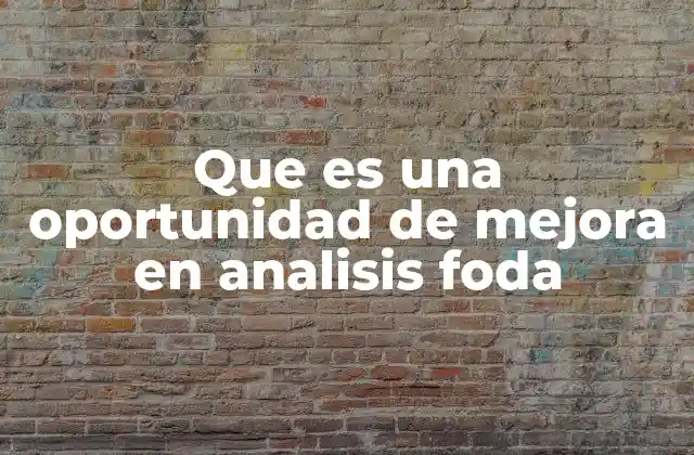 Que es una Oportunidad de Mejora en Analisis Foda