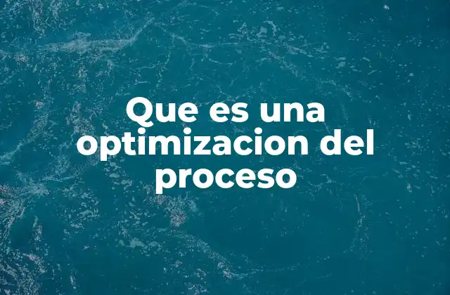 Que es una Optimizacion Del Proceso