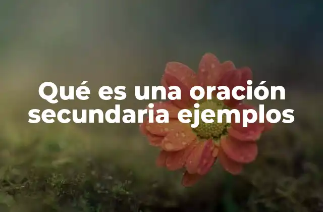 Qué es una Oración Secundaria Ejemplos