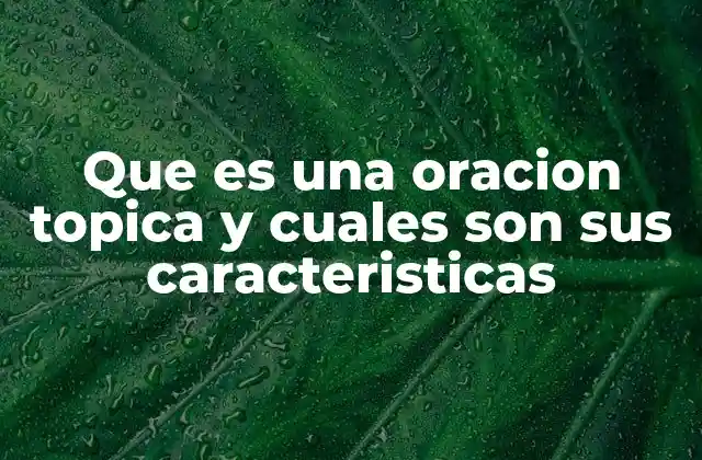 Que es una Oracion Topica y Cuales Son Sus Caracteristicas