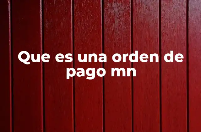 Que es una Orden de Pago Mn