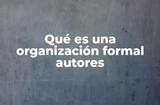 Qué es una Organización Formal Autores
