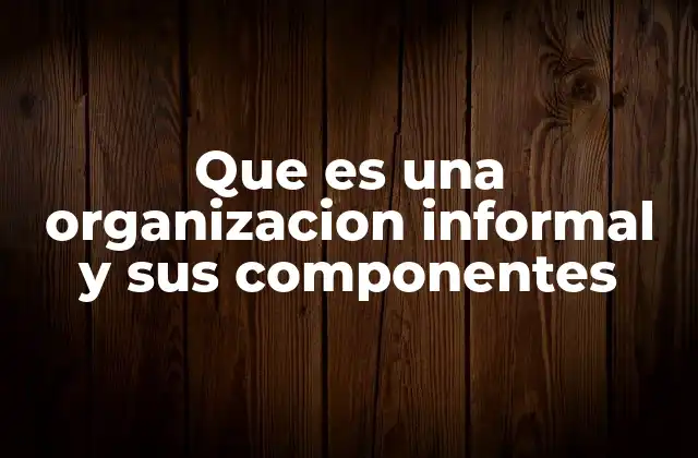 Que es una Organizacion Informal y Sus Componentes