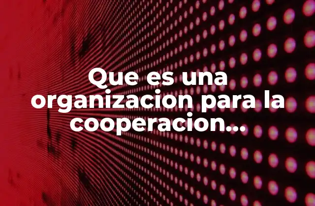 Que es una Organizacion para la Cooperacion Economica