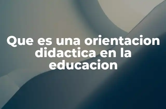 Que es una Orientacion Didactica en la Educacion