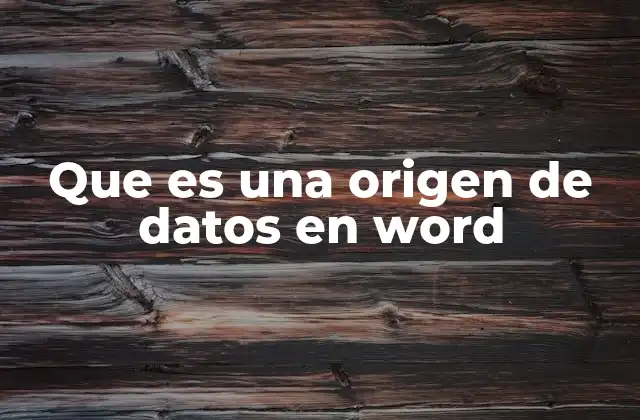 Que es una Origen de Datos en Word