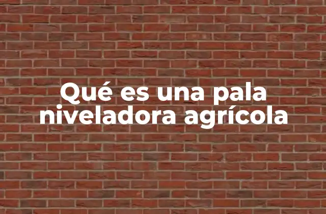 Qué es una Pala Niveladora Agrícola
