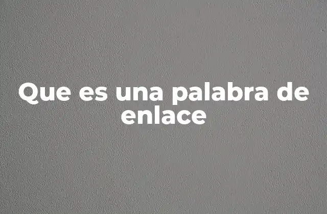 Que es una Palabra de Enlace