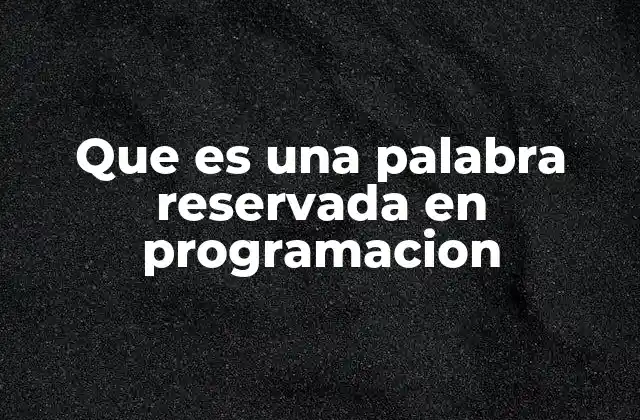 Que es una Palabra Reservada en Programacion